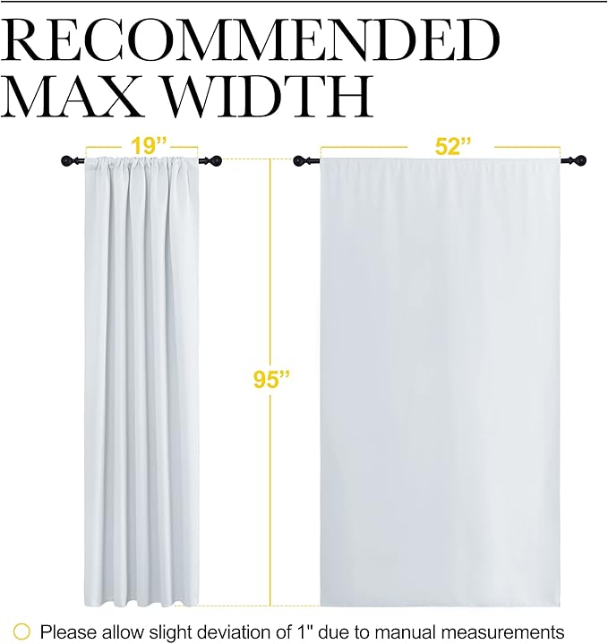 NICETOWN Greyish White Bedroom Curtain Panels - Multi-Function Noise Reducing Performance Window Treatment Thermal Insulated Room Darkening Drapes for Nursery (2 Panels, 52 in x 95 in (W x L))