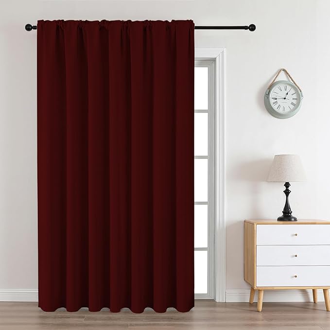 CUCRAF Burgundy Red Blackout Curtains Customize, Rod Pocket Room Darkening Curtain for Bedroom Living Room, Thermal Insulated Window Drapes 1 Panel (Custom Size, Color)