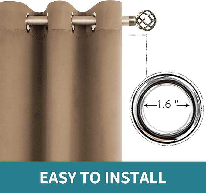 BGment Blackout Curtains for Bedroom - Grommet Thermal Insulated Room Darkening Curtains for Living Room, Set of 2 Panels (52 x 72 Inch, Taupe)