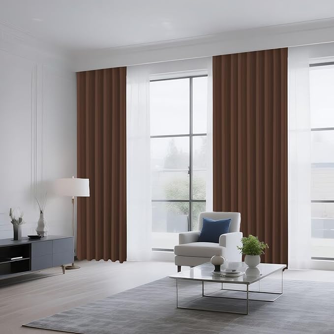 CUCRAF Brown Blackout Curtains 90 inch Length 2 Panels Set, Rod Pocket Room Darkening Drapes for Bedroom Living Room, Insulated Thermal Light Blocking Window Curtain (W52 x L90 Inch)