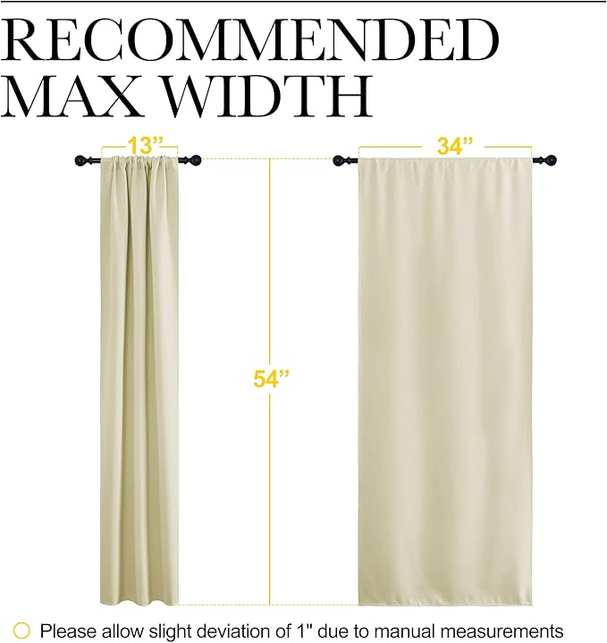 NICETOWN Kitchen Curtains, Short Blackout Curtains & Drapes, Home Decoration Privacy Thermal Insulated Curtains for Unicorn Theam Room (Beige, 34" Wide, 54" Long, 2 PCs)