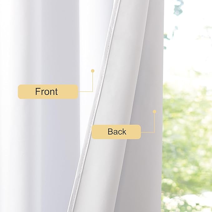 NICETOWN White Blackout 78 inch Curtains for Doorway, Grommet 100% Blackout Curtains Room Darkening Thermal Window Treatments for Bedroom/Living Room, 2 Panels, W52 x L78