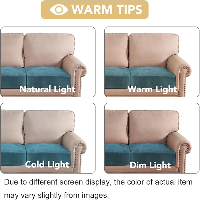 H.VERSAILTEX Velvet Stretch Couch Cushion Cover Plush Cushion Slipcover for Chair Loveseat Sofa Cushion Furniture Protector Seat Cushion Sofa Cover (2 Piece Large Sofa Cushion Covers, Peacock Blue)
