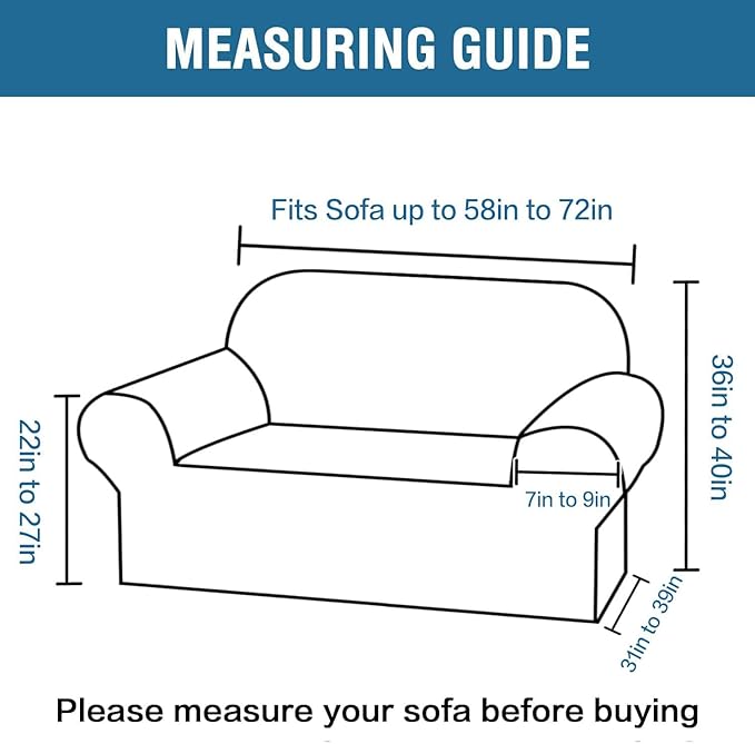 H.VERSAILTEX Stretch Velvet Loveseat Covers for 2 Cushion Couch Covers for Living Room Sofa Covers with Non Slip Straps Bottom, Ultra Thick Comfy Velour (Width 58"-72", Cream)