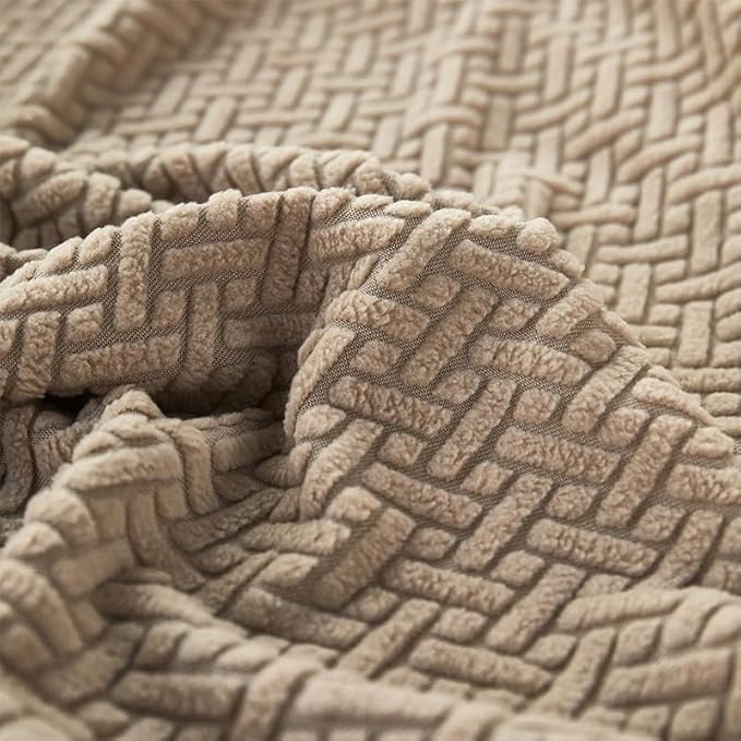 Sofa Covers Couch Covers for Sofa Pet Friendly Couch Cushion Covers Universal Sofa Covers Washable Stretch Slipcovers for Sectional Sofa (Texture Light Coffee, 3 Seats + Chaise Cover)
