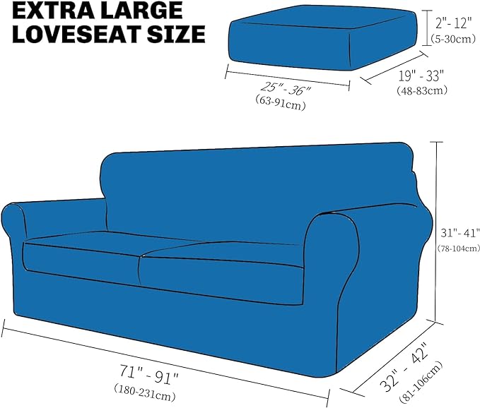 XINEAGE 2026 New 3 Pieces Couch Covers for 2 Extra Large Cushion Sofa Super Stretch Sofa Cover for 2 Large Seat Universal Loveseat Slip Cover for Living Room (Silver Grey), 71"-91"(2 Cushions)