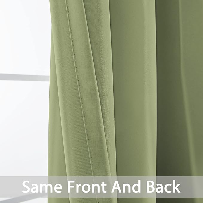 Yakamok 84 Inch Length Blackout Curtains for Bedroom, Light Blocking Drapes Room Darkening Thermal Insulated Solid Grommet Panels for Living Room, (62Wx84L, Sage Green, 2 Panels)