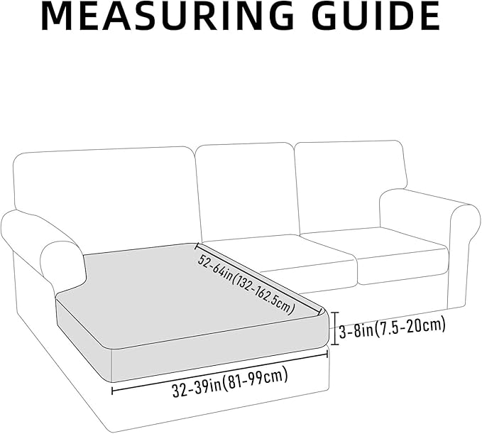 hyha Waterproof Couch Cushion Covers, Sectional Sofa Cushion Slipcovers L Shape, Thick Stretch Jacquard Fabric, Washable Chaise Lounge Cover with Elastic Bottom (1 Piece for Chaise, Rust)