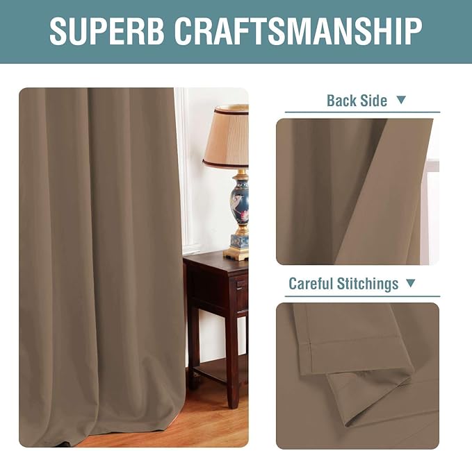 H.VERSAILTEX Blackout Curtain for Living Room Thermal Insulated Window Treatment Curtain 54 inch Length Energy Saving Solid Grommet Top Blackout Drape, One Panel, Macchiato, 52" W x 54" L