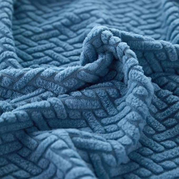 Sofa Covers Couch Covers for Sofa Pet Friendly Couch Cushion Covers Universal Sofa Covers Washable Stretch Slipcovers for Sectional Sofa (Texture Blue, 3 Seats + Chaise Cover)