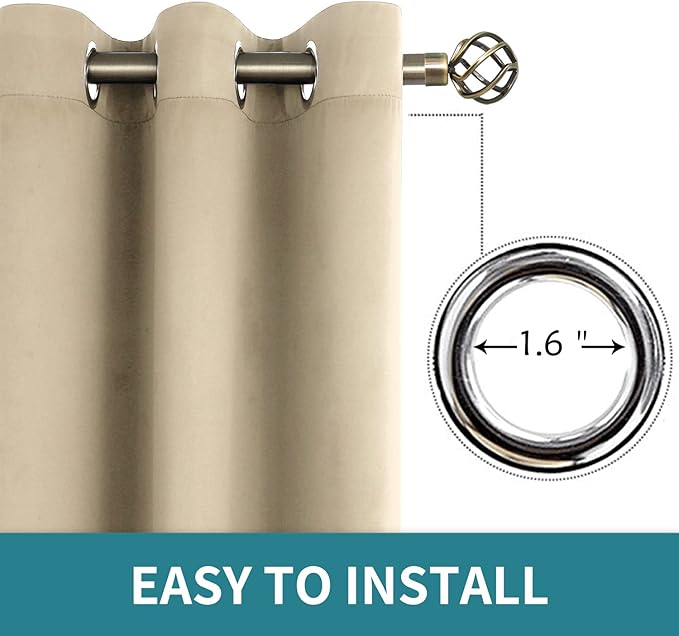 BGment Room Darkening Curtains 84 Inches Long - Grommet Thermal Insulated Drapes Window Treatment Curtains for Bedroom, 2 Panels, 42 x 84 Inch, Beige