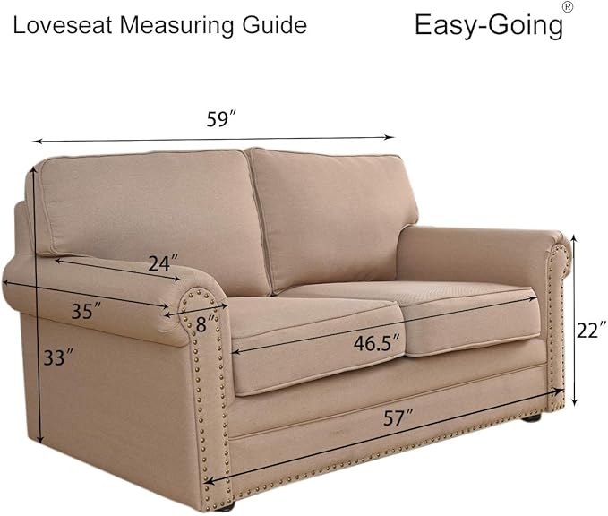Easy-Going Reversible Loveseat Couch Cover for 2 Cushion Couch Sofa Cover for Dogs Water Resistant Furniture Protector with Foam Sticks Elastic Straps for Pet (Loveseat, Dark Blue/Light Blue)