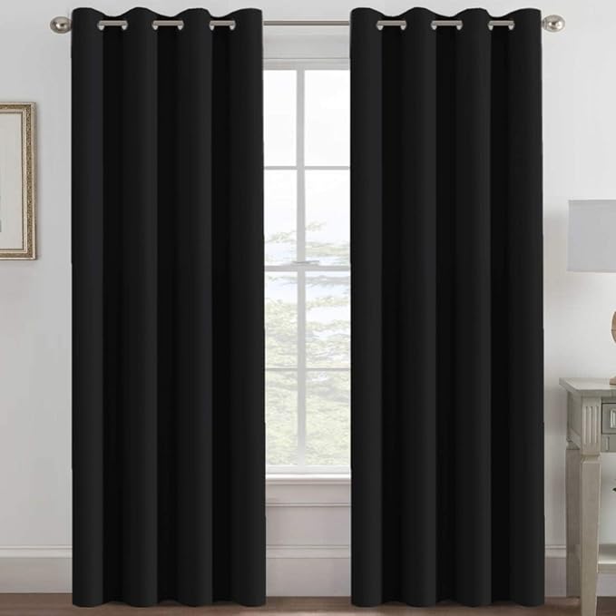 H.VERSAILTEX Blackout Curtains for Bedroom Black Out Curtains 120 inch Thermal Insulated Long Blackout Curtains for Living Room, Energy Saving Curtains for Sliding Glass Door (1 Panel, Jet Black)