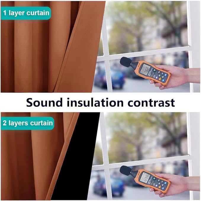 NICETOWN Full Shading Curtains 96 inches Long 2 Panels Set for Windows, Super Heavy-Duty Black Lined Blackout Curtains for Bedroom, Privacy Assured Window Treatment (Burnt Orange, 55 inches W)