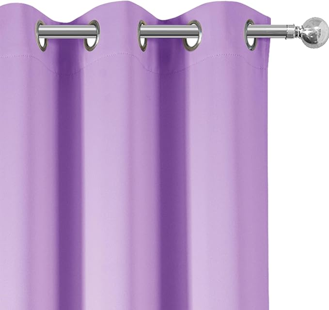 LEMOMO Blackout Curtains 66 x 54 Inch Long Lavender Curtains Set of 2 Panels Room Darkening Curtains for Bedroom and Living Room