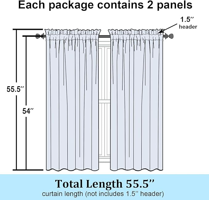 Simplebrand Rod Pocket Top Solid Voile Sheer Curtains for Bedroom, 54 Inch Length Drapes Set of 2, Lightweight and Light Filtering Elegant Lemon Curtains Panels Window Treatment, 42W×54L, Lemon