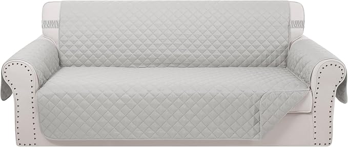 Reversible Oversized Sofa Covers Couch Cover Furniture Protector for Dogs Elastic Straps Water Resistant(XLSofa Light Grey/Light Grey)
