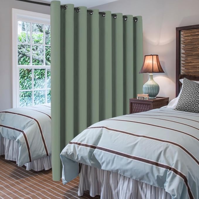 H.VERSAILTEX Blackout Patio Curtains 100 x 108 Inches for Sliding Door Extral Wide Blackout Curtain Panels Thermal Insulated Room Divider - Grommet Top, 9' Tall by 8.5' Wide - Green Bay