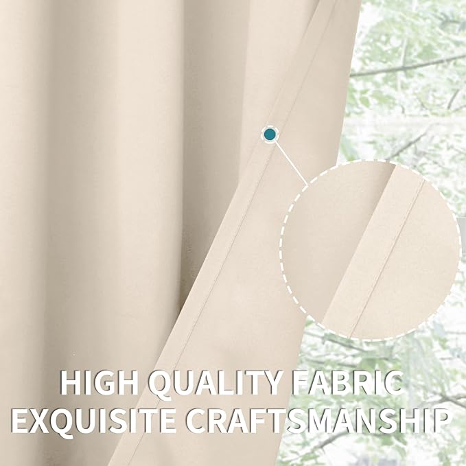 BGment Blackout Curtains - Grommet Thermal Insulated Room Darkening Bedroom and Living Room Curtains, Set of 2 Panels (52 x 63 Inch, Champagne)