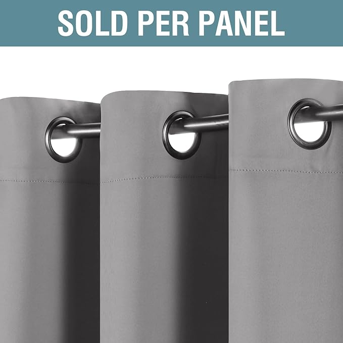 H.VERSAILTEX Blackout Curtain for Living Room Thermal Insulated Window Treatment Curtain 54 inch Length Energy Saving Solid Grommet Top Blackout Drape, One Panel, Dove Gray, 52" W x 54" L