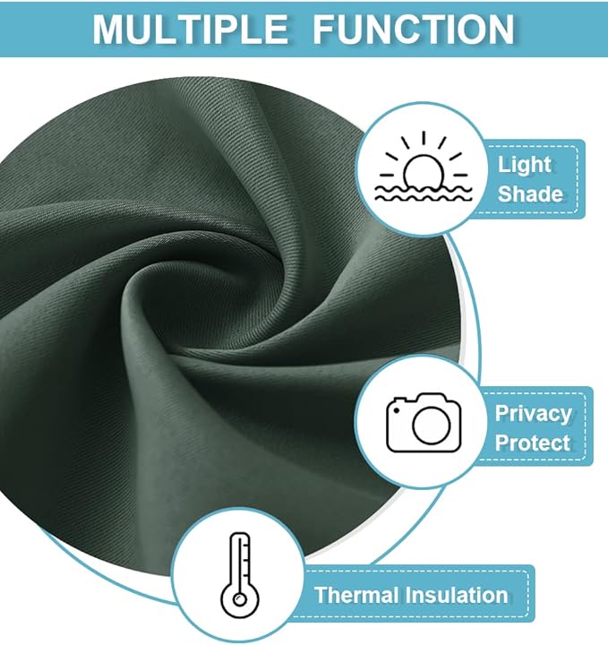 RYB HOME RV Curtains for Camper Windows, Mini Small Thermal Insulated Sunlight Heat Blocking Blackout Privacy Portable Curtains for Travel Trailer, Width 34 by Length 24, Dark Green, 2 Panels