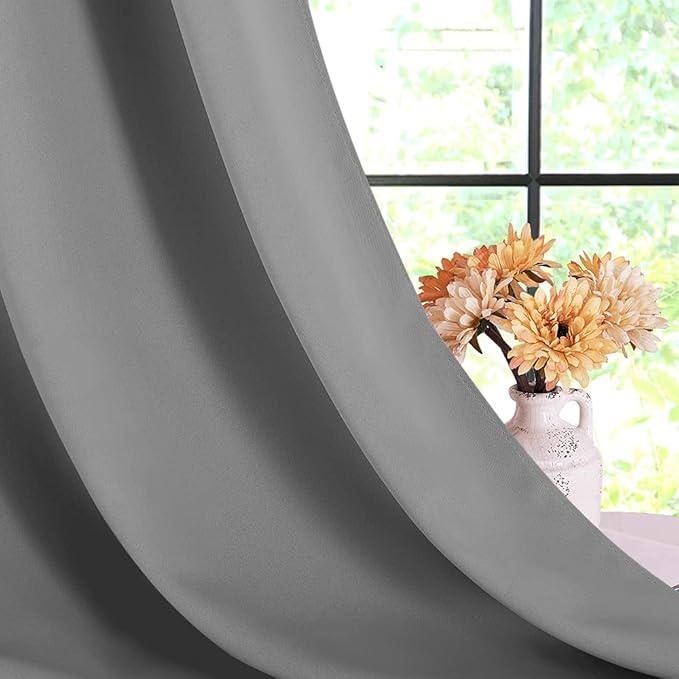 NICETOWN Bedroom Curtains Blackout Drapery Panels, Three Pass Microfiber Thermal Insulated Solid Ring Top Blackout Window Curtains/Drapes (Two Panels, 70 x 84 inches)