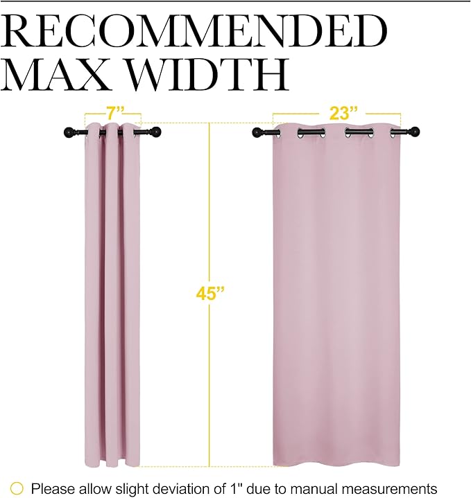 NICETOWN Blackout Curtain Panels for Girls Room, Nursery Essential Thermal Insulated Solid Grommet Top Blackout Drapes (Baby Pink=Lavender Pink, 1 Pair, 29 x 45 Inch)