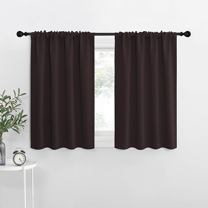 NICETOWN Blackout Curtains for RV Windows, Toffee Brown, 29" by 20", 2 Panels, Room Darkening Window Curtain Panels, Easy-Care Solid Thermal Insulated Draperies/Drapes for Daughter Room