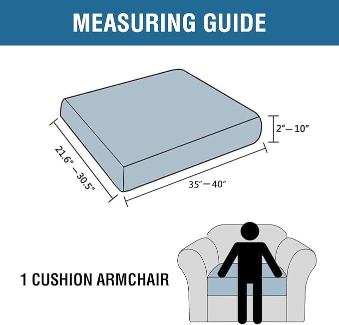 H.VERSAILTEX Super Stretch Individual Seat Cushion Covers Sofa Covers Couch Cushion Covers Slipcover Sets Thick Jacquard Textured Twill Fabric (1 Piece Chair Cushion Cover, Chocolate)