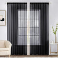 MIULEE 2 Panels Solid Color Sheer Window Curtains Elegant Halloween Window Voile Panels/Drapes/Treatment for Bedroom Living Room (54 X 84 Inches Black)