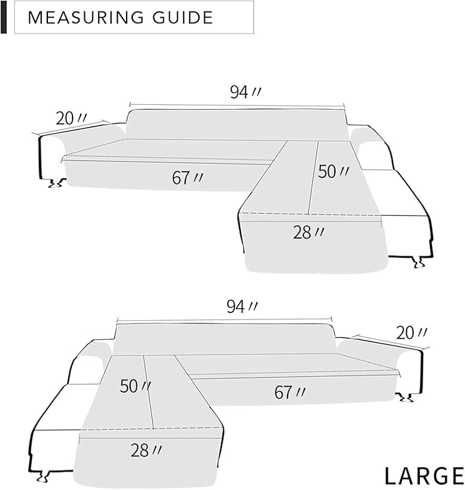 Easy-Going Sofa Slipcover L Shape Sofa Cover Sectional Couch Cover Chaise Slip Cover Furniture Protector Cover for Pets Kids Children Dog Cat (Large,Brown/Brown)