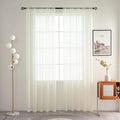 SpaceDresser Basic Rod Pocket Sheer Voile Window Curtain Panels White 1 Pair 2 Panels 42 Width 84 Inch Long for Kitchen Bedroom Children Living Room Yard(Ivory,42 W x 84 L)
