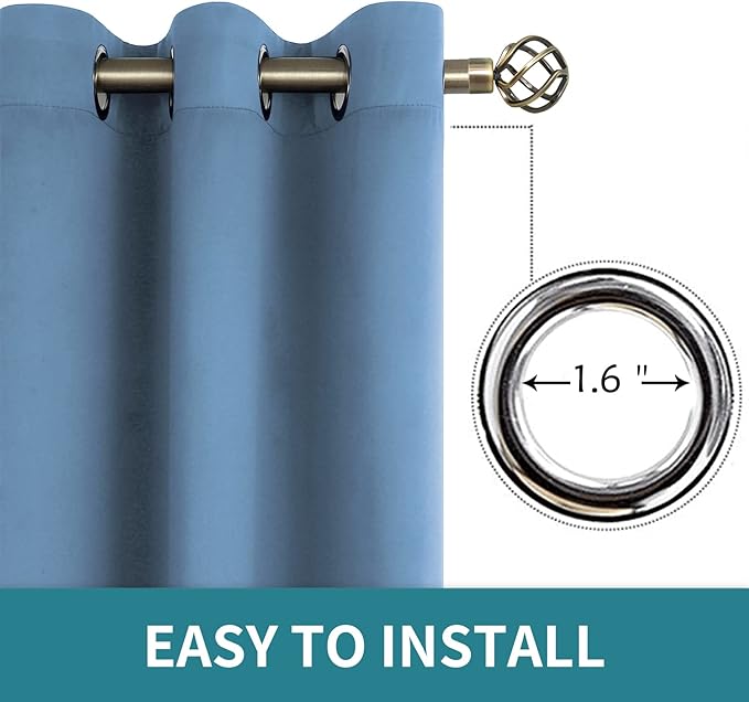 BGment Blackout Curtains - Grommet Thermal Insulated Room Darkening Bedroom and Living Room Curtains, Set of 2 Panels (70 x 63 Inch, Denim)