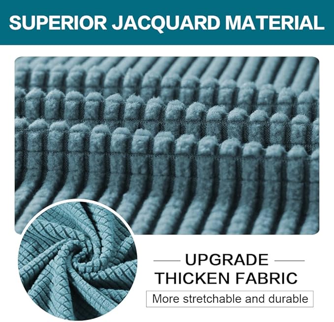 Turquoize 4 Piece Sofa Covers for 3 Cushion Couch Sofa Slipcover Soft Couch Cover for Dogs-Washable Sofa Furniture Covers with 3 Individual Large Cushion Covers, Feature Fabric (XL Sofa, Storm Blue)