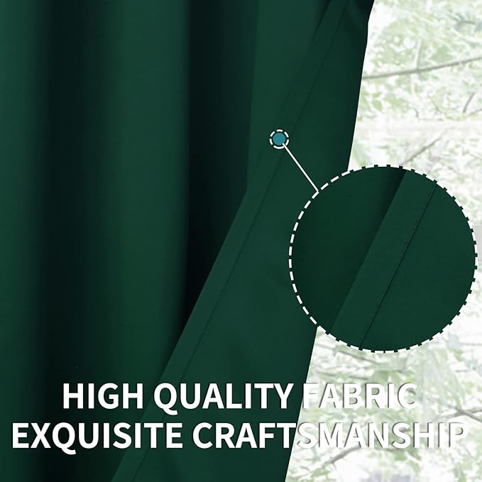 BGment Blackout Curtains for Bedroom - Grommet Thermal Insulated Room Darkening Curtains for Living Room, Set of 2 Panels (52 x 72 Inch, Emerald Green)