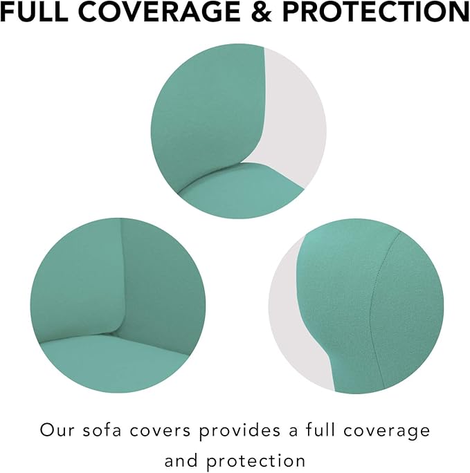 PureFit Super Stretch Chair Sofa Slipcover – Spandex Non Slip Soft Couch Sofa Cover, Washable Furniture Protector with Non Skid Foam and Elastic Bottom for Kids, Pets （Chair, Cyan）