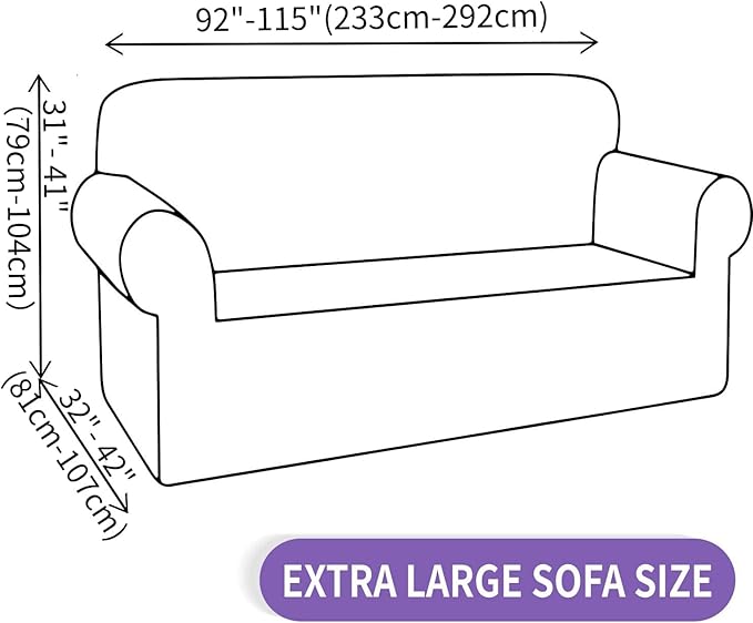 ZNSAYOTX Oversized Super Stretch Couch Cover (92"-115"), New Striped Sofa Covers Comfortable & Durable, Dog Cat Pets Friendly Extra Large Spandex Sofa Slipcovers (Dark Grey, XL Sofa)