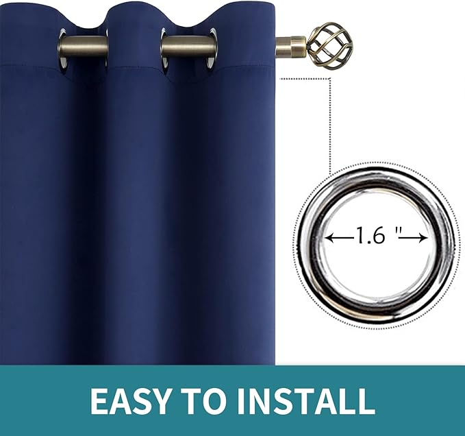 BGment Blackout Curtains for Bedroom - Grommet Thermal Insulated Room Darkening Curtains for Living Room, Set of 2 Panels (70 x 84 Inch, Navy Blue)