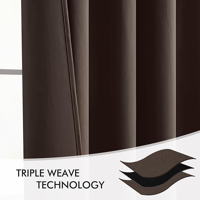 MIULEE Chocolate Brown Back Tab Blackout Curtains 90 Inches Long 2 Panels Set for Living Room Bedroom Privacy, Rod Pocket/Pinch Pleat Thermal Insulated Room Darkening Pleated Light Blocking Drapes