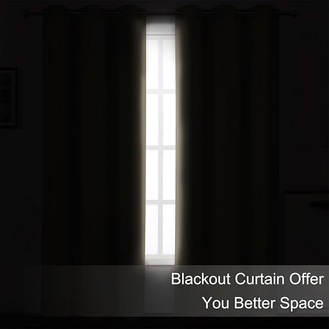 LEMOMO Khaki Thermal Blackout Curtains/52 x 45 Inch/Set of 2 Panels Room Darkening Curtains
