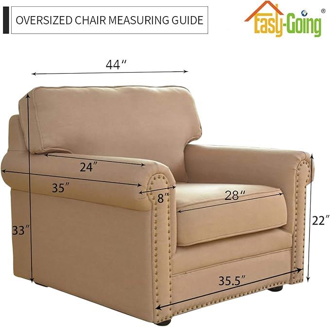 Easy-Going Stretch Oversized Chair Sofa Slipcover 1-Piece Couch Sofa Cover Furniture Protector Soft with Elastic Bottom for Kids Spandex Jacquard Fabric Small Checks Bluestone