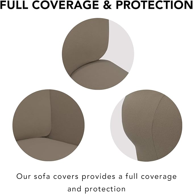 PureFit Super Stretch Sofa Slipcover – Spandex Non Slip Soft Couch Sofa Cover, Washable Furniture Protector with Non Skid Foam and Elastic Bottom for Kids, Pets （Loveseat, Natural）