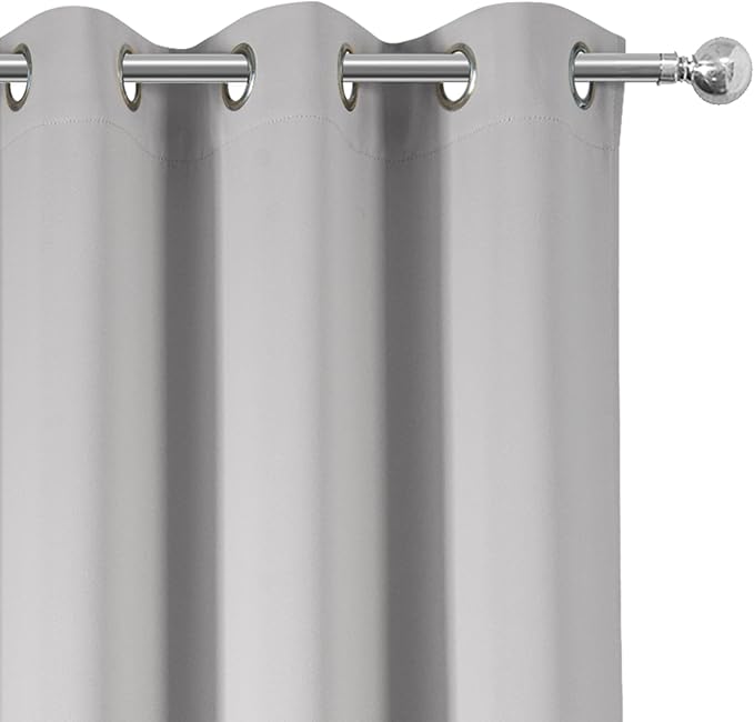 LEMOMO Light Grey Blackout Curtains 38 x 63 Inch Length/Set of 2 Curtain Panels/Thermal Insulated Room Darkening Blackout Curtains for Bedroom
