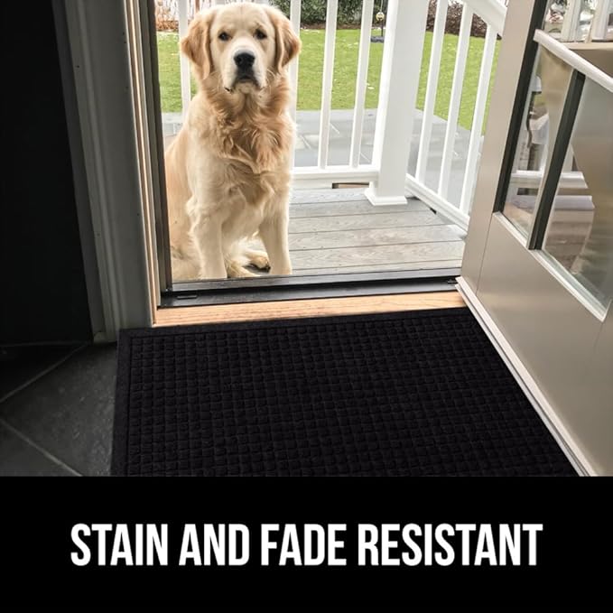 GORILLA GRIP® Ultra Absorbent Front Door Mat Outside Entrance, Traps Dirt and Moisture, HydroABSORB Indoor Outdoor Doormat Holds 1.7 Cups Water, Stain and Fade Resistant Welcome Mat 2 Pack 29x17 Black
