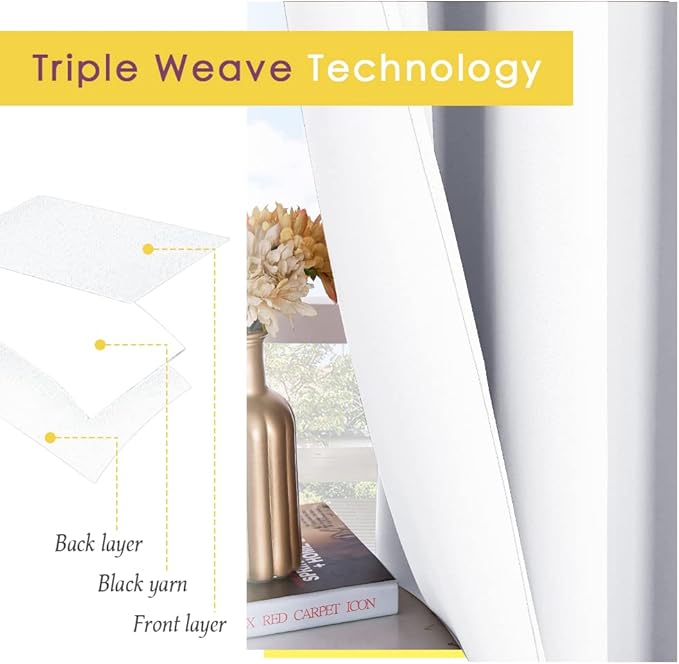 NICETOWN White Curtains 80 inch Length 2 Panels Set for Living Room, W34, Thermal Insulated Window Treatment Grommet 50% Room Darkening for Bedroom