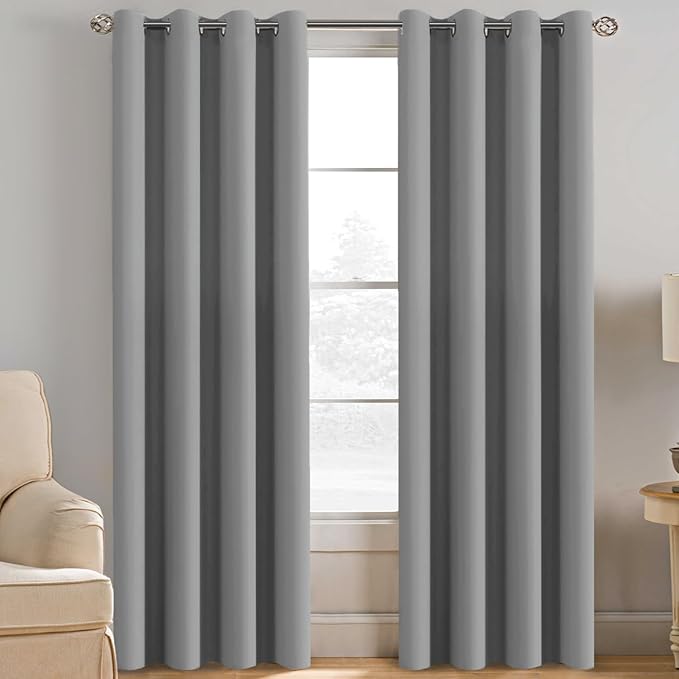 H.VERSAILTEX Grey Blackout Curtains for Bedroom Thermal Insulated Room Darkening Blackout Curtain Panel for Door, Window Panel Drapes - 1 Panel - 52 inch Wide by 90 inch Long, Dove Gray, Grommet Top