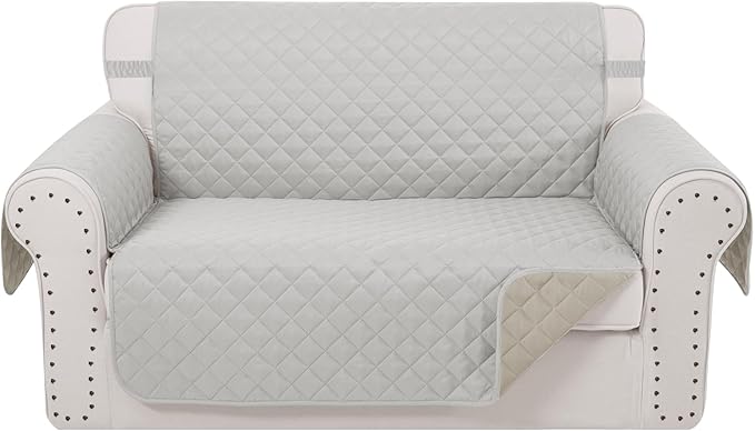 Reversible Loveseat Sofa Covers Couch Cover Furniture Protector(Loveseat,Light Grey/Beige)