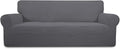 Easy-Going Stretch Oversized Sofa Slipcover 1-Piece Sofa Cover Furniture Protector Couch Soft with Elastic Bottom for Kids, Polyester Spandex Jacquard Fabric Small Checks Gray