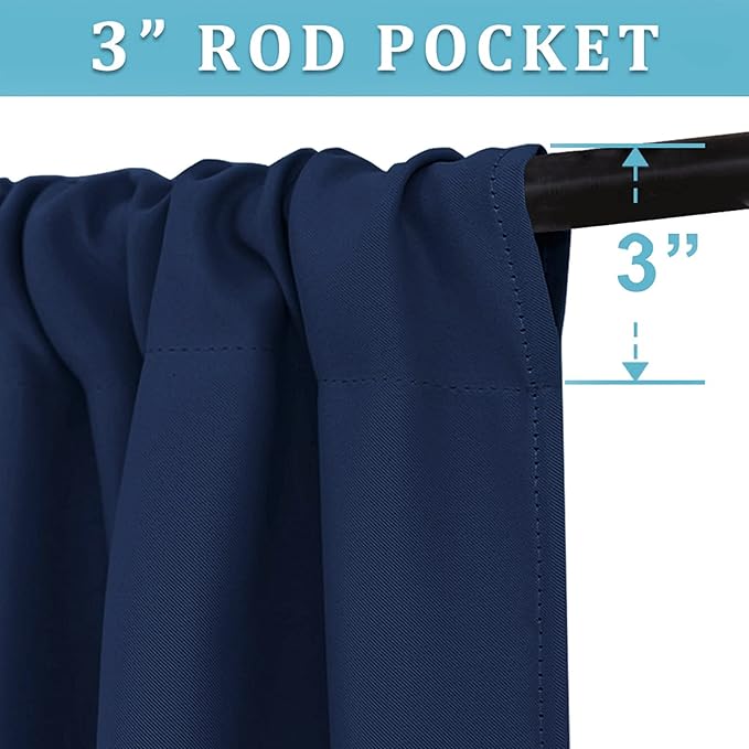 RYB HOME Cafe Blackout Curtains 24 inch Length, RV Curtains for Camper Windows, Mini Short Small Insulating Light UV Heat Blocking Privacy Half Window Tiers, Width 42 by Length 24, Navy Blue, 2 Panels