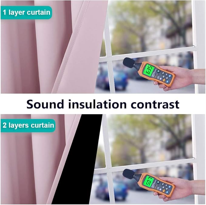 NICETOWN 100% Blackout Window Curtain Panels, Baby Pink, 2 Pieces, 42-inch Wide Per Panel, Full Light Blocking Drapes with Black Liner for Nursery, 72-inch Drop Thermal Insulated Draperies